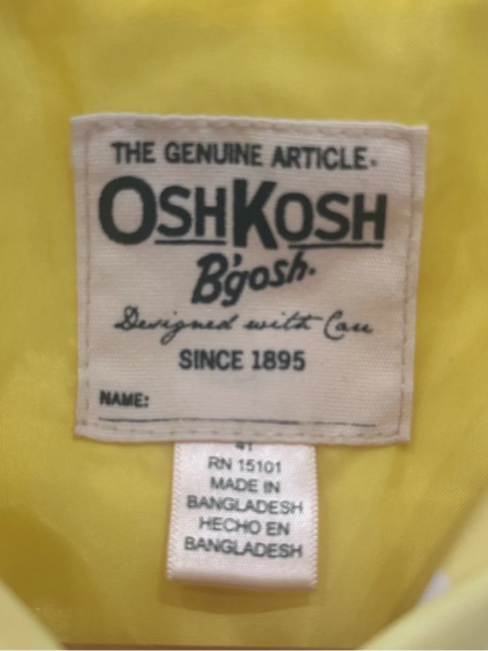 OshKosh B’gosh Girls Yellow Polka Dot Hooded Raincoat Jacket 4T